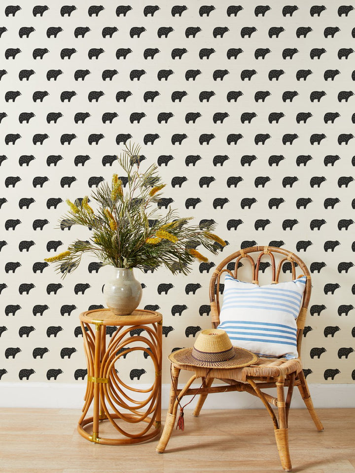chubby bear black grasscloth