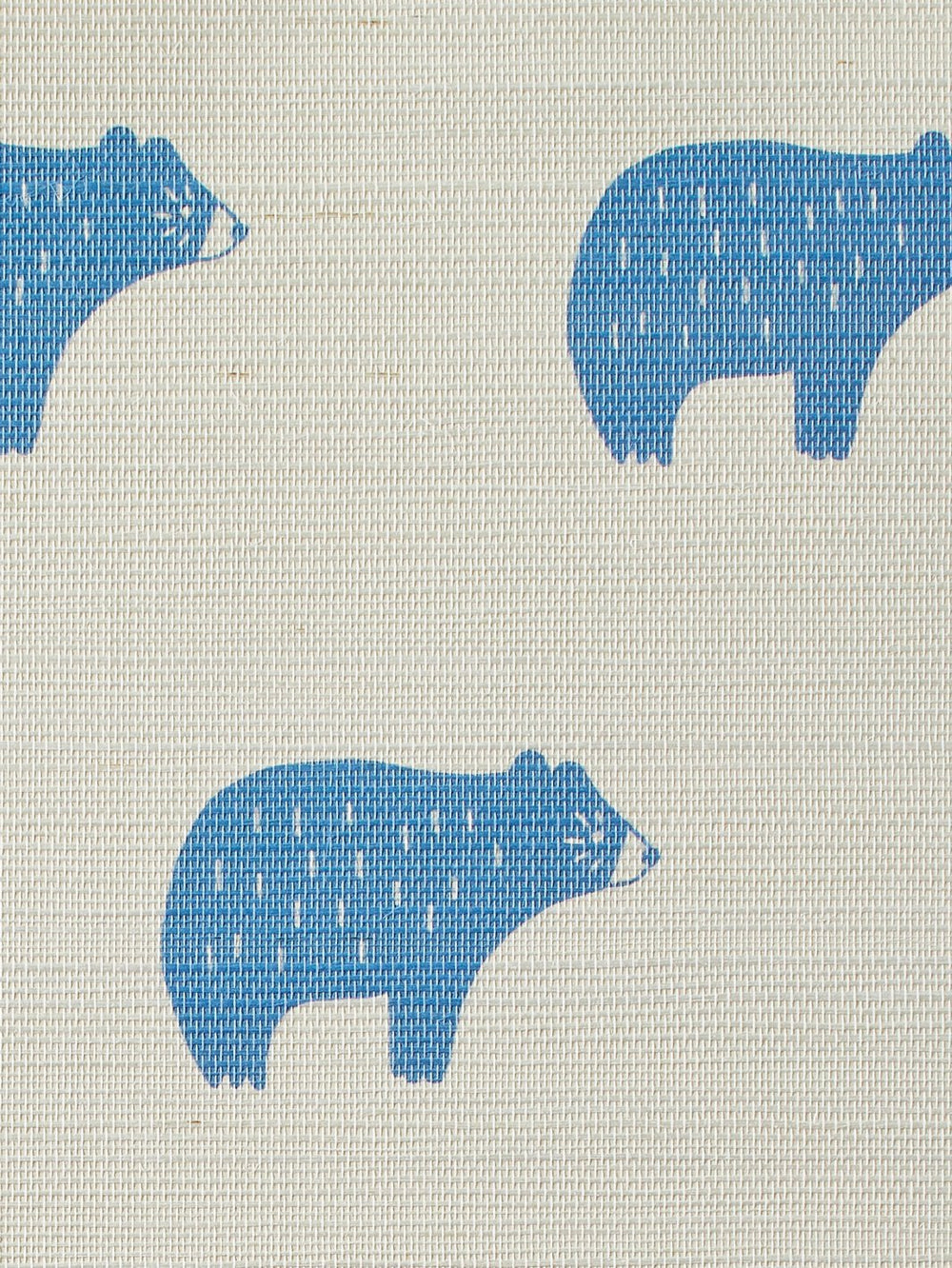 chubby bear cerulean grasscloth