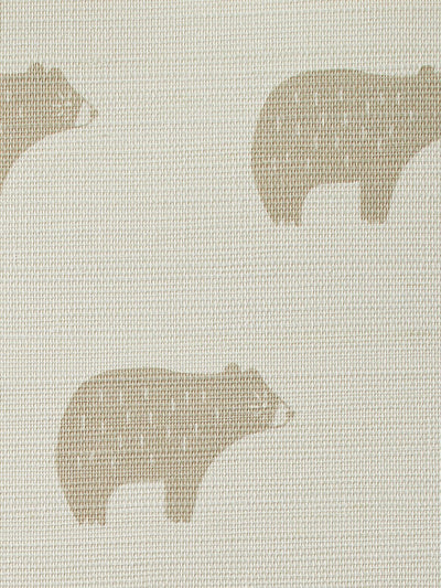 'Chubby Bear' Grasscloth' Wallpaper by Tea Collection - Taupe