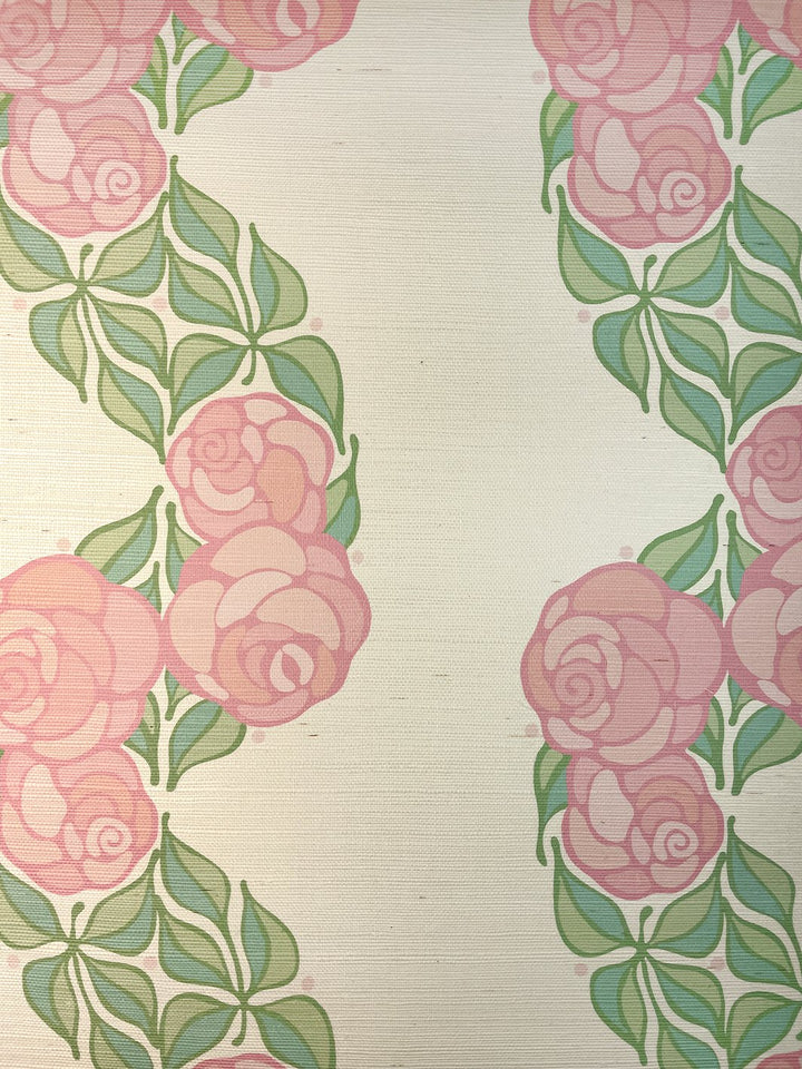 groovy floral stripe grasscloth wallpaper by barbie ballet slipper