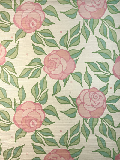 'Groovy Floral' Grasscloth' Wallpaper by Barbie™ - Ballet Slipper