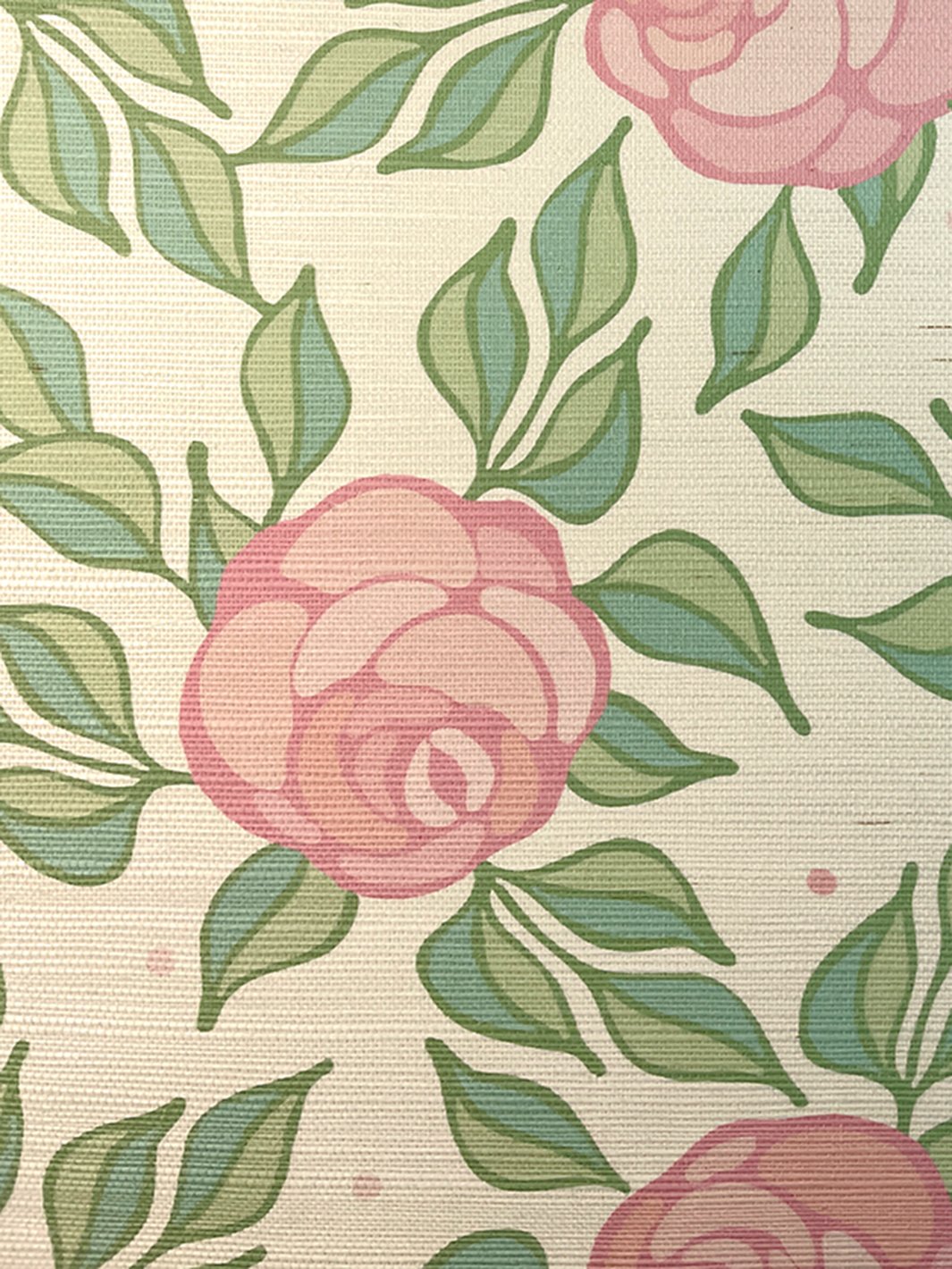 'Groovy Floral' Grasscloth' Wallpaper by Barbie™ - Ballet Slipper