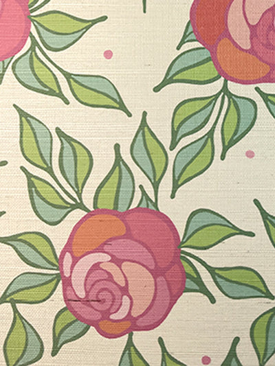 'Groovy Floral' Grasscloth' Wallpaper by Barbie™ - Berry