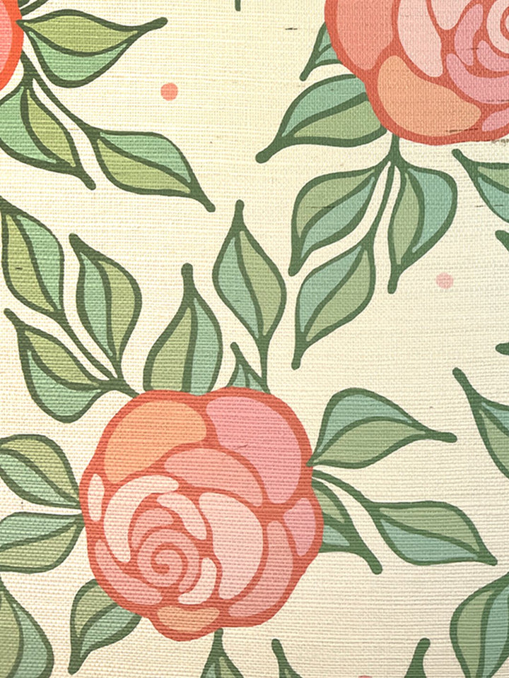 groovy floral grasscloth wallpaper by barbie watermelon