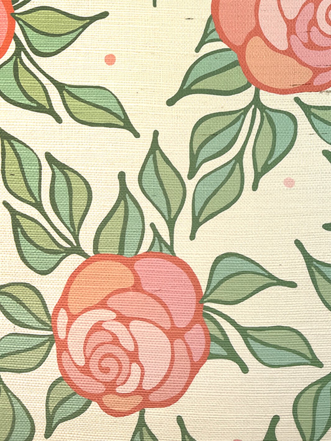 'Groovy Floral' Grasscloth' Wallpaper by Barbie™ - Watermelon