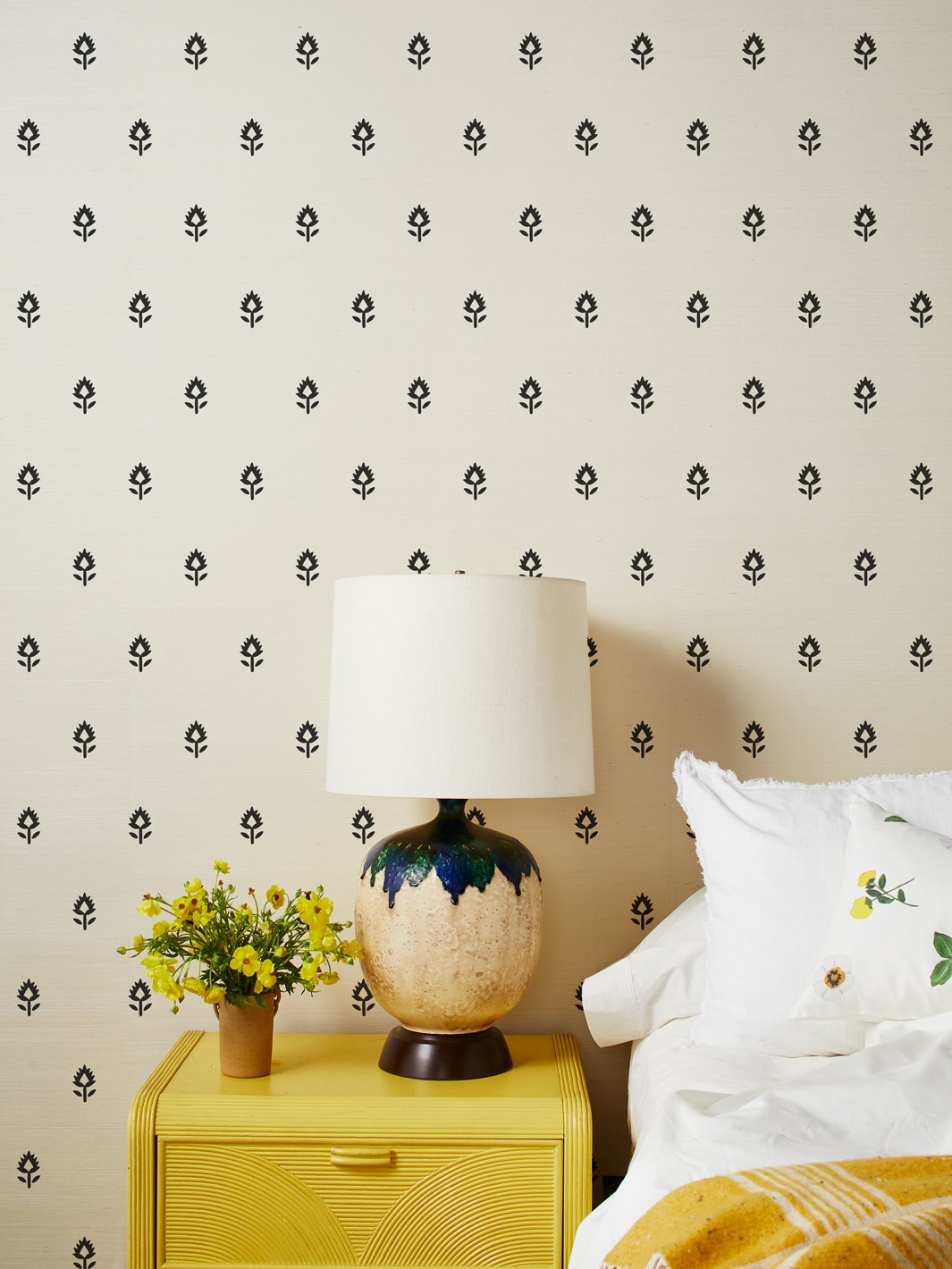 'Large Block Print' Grasscloth' Wallpaper by Sugar Paper - Black