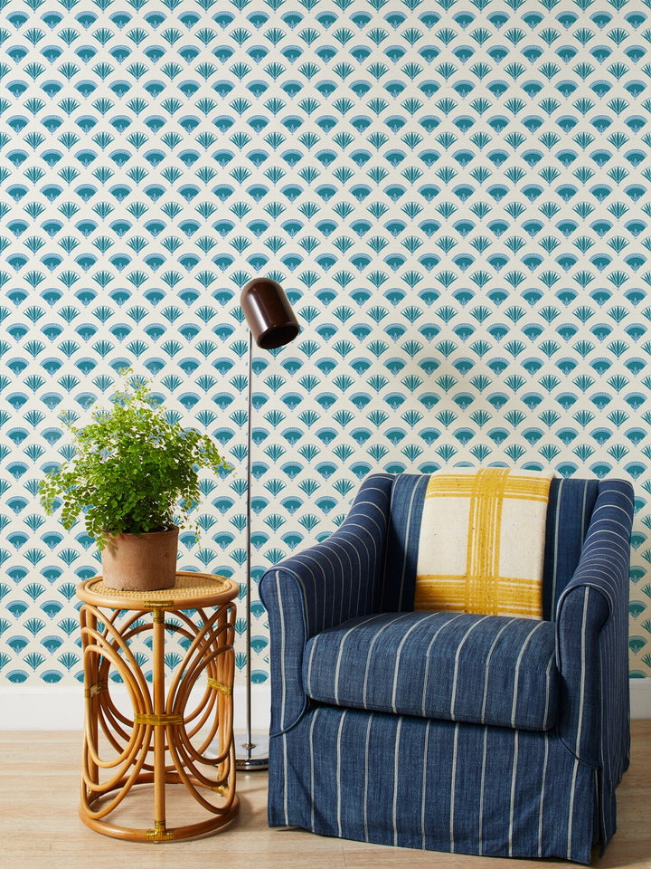 lotus papyrus blue grasscloth