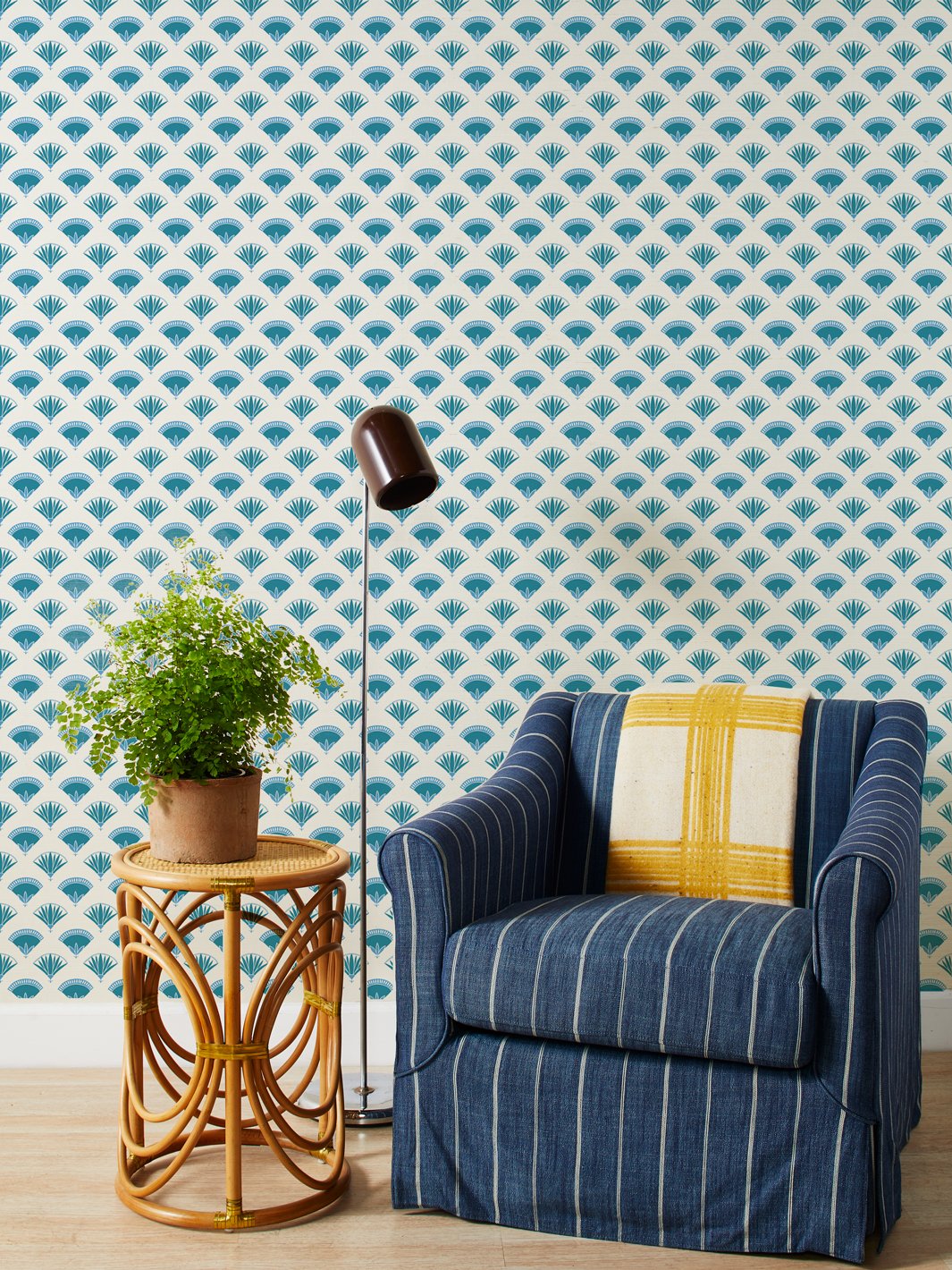 'Lotus & Papyrus' Grasscloth' Wallpaper by Tea Collection - Blue