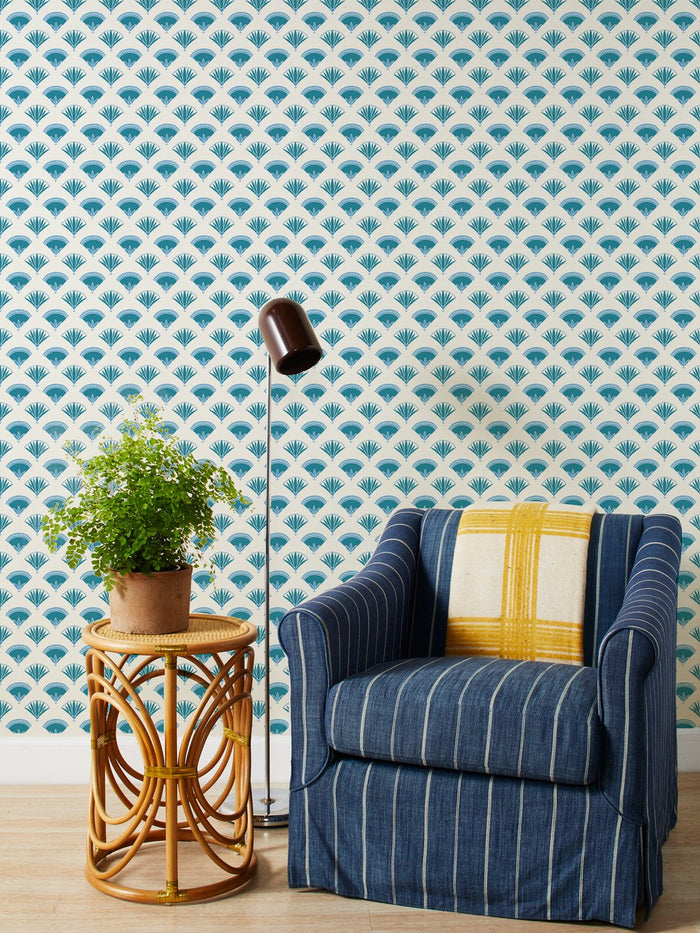 'Lotus & Papyrus' Grasscloth Wallpaper by Tea Collection - Blue