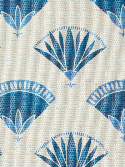 'Lotus & Papyrus' Grasscloth' Wallpaper by Tea Collection - Blue