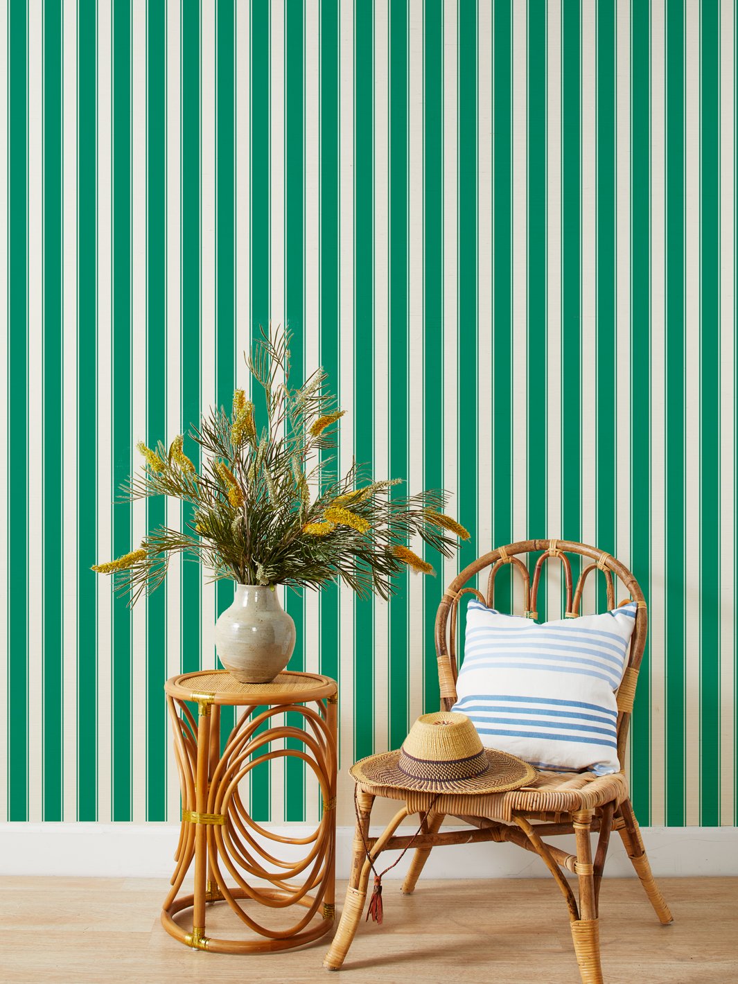 'Ojai Stripe' Grasscloth' Wallpaper by Green