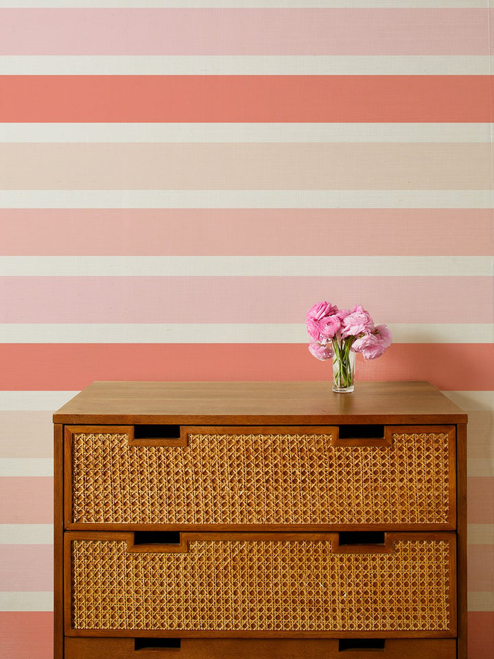 ombre stripe grasscloth wallpaper by barbie peach