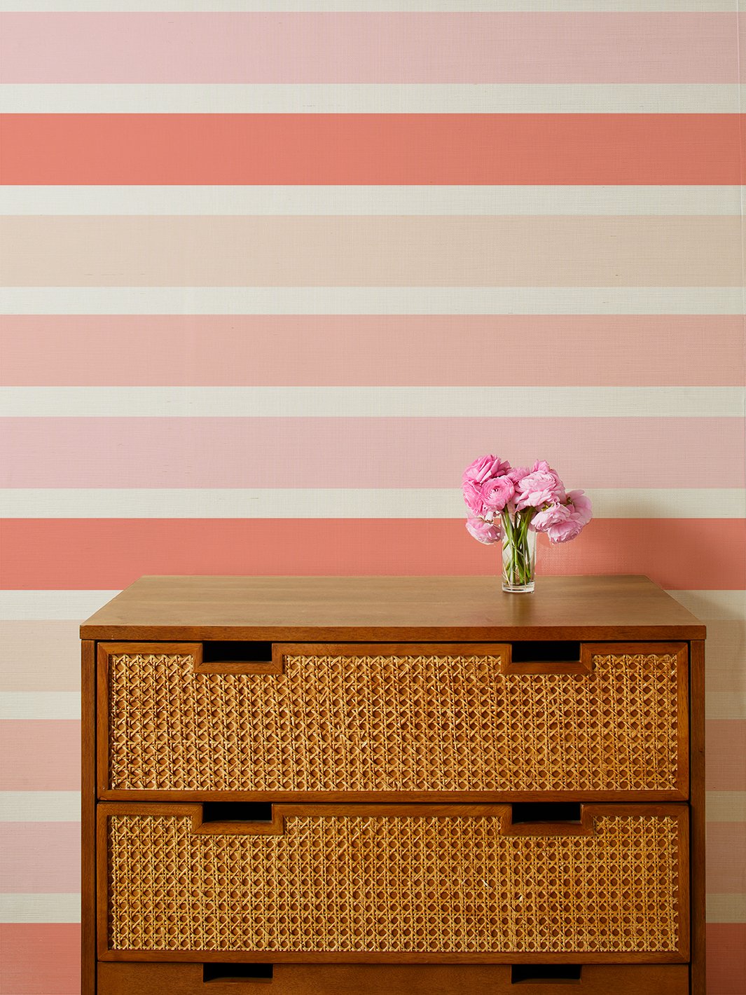 'Ombre Stripe' Grasscloth' Wallpaper by Barbie™ - Peach