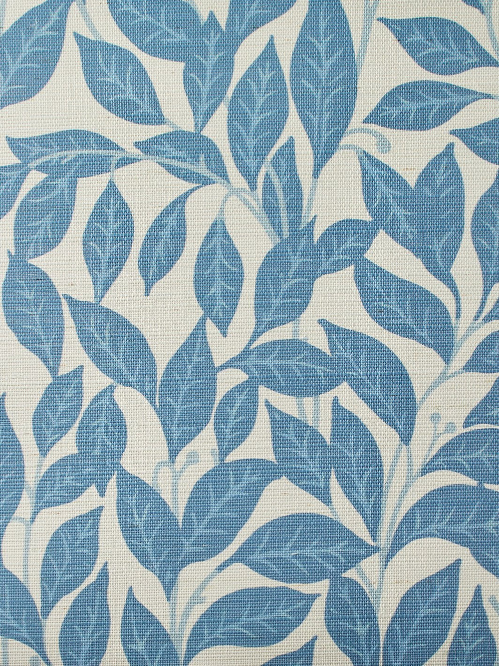 orchard leaves blue grasscloth