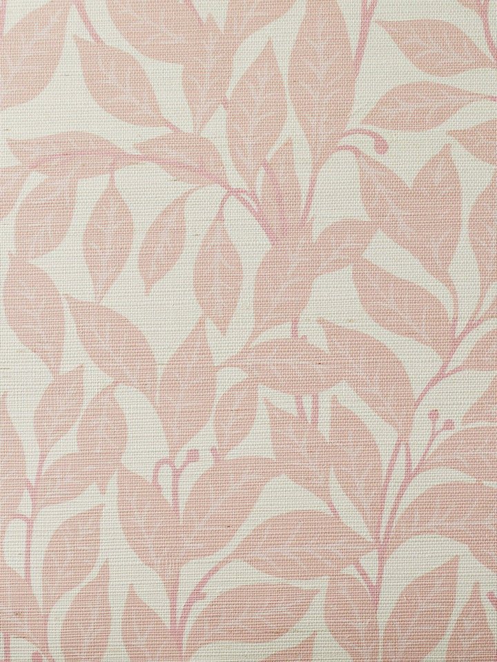orchard leaves pink grasscloth