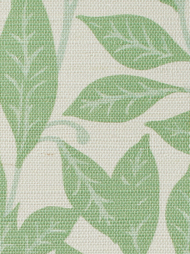 orchard leaves spring green grasscloth