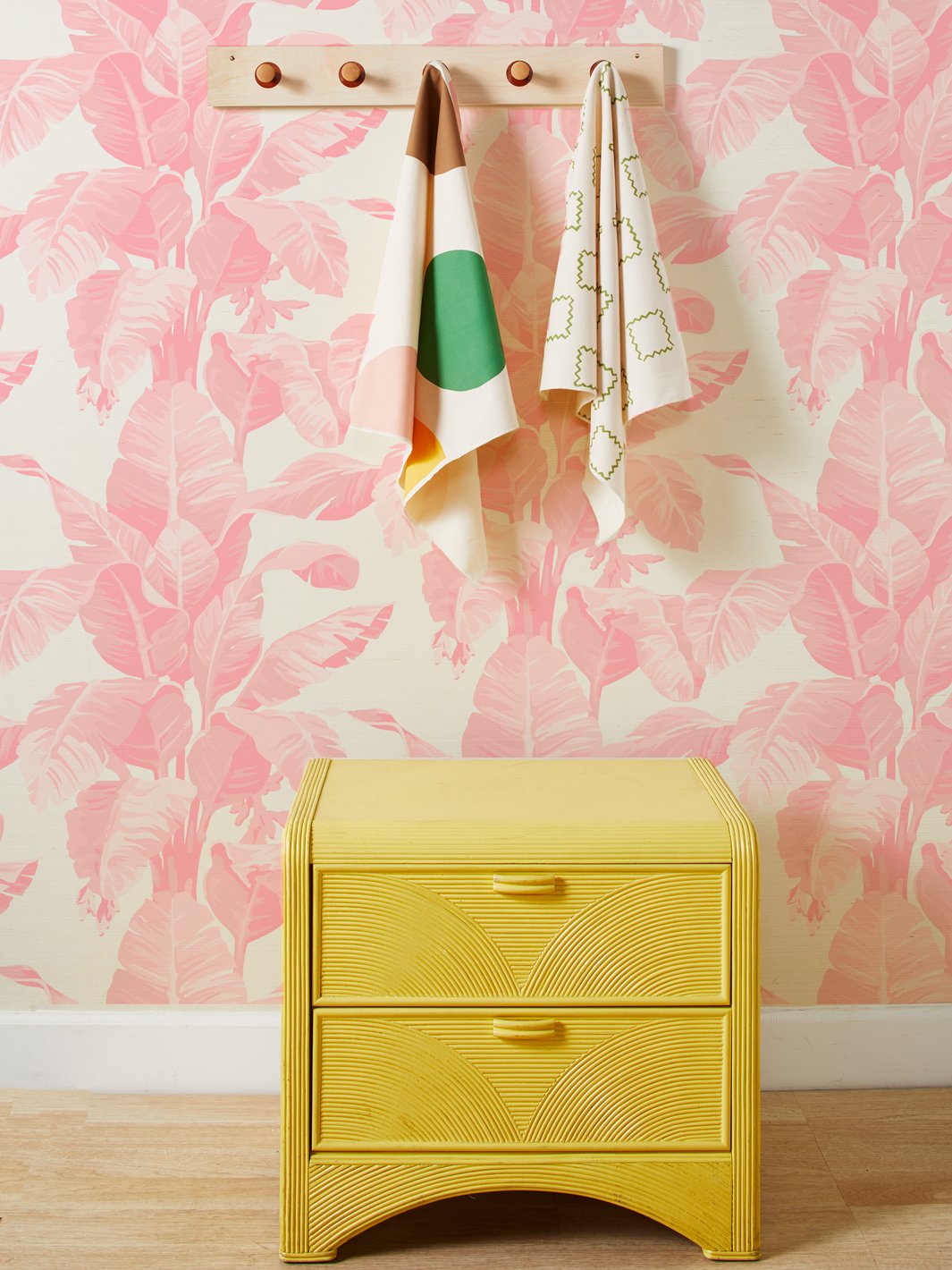 'Pacifico Palm' Grasscloth' Wallpaper by Nathan Turner - Garcelle Pink