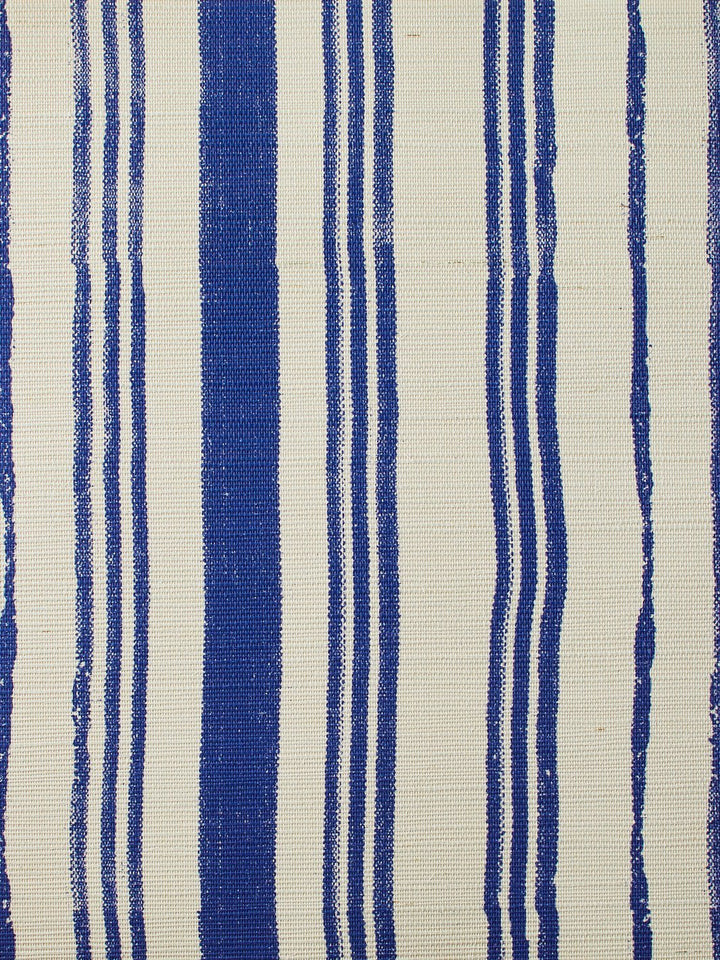 painted stripes blue grasscloth