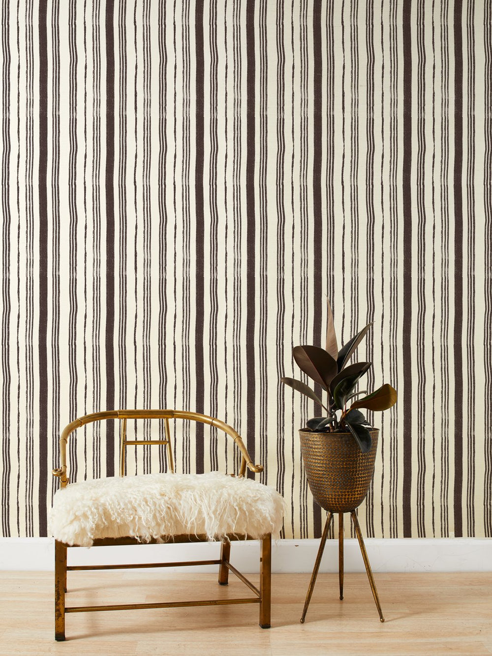 painted stripes chocolate grasscloth