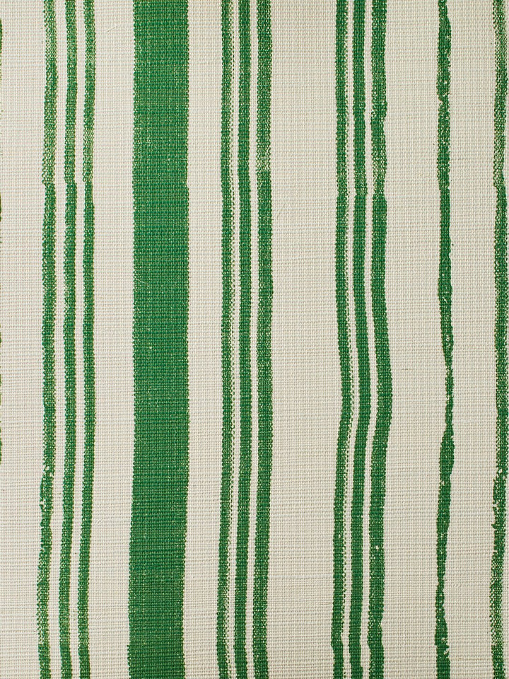painted stripes green grasscloth
