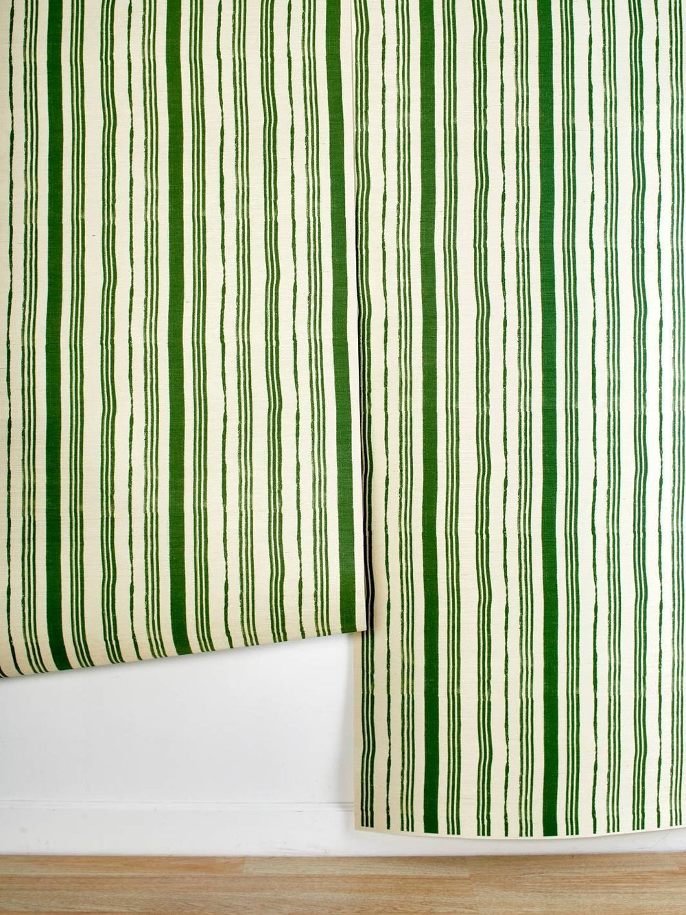 painted stripes green grasscloth