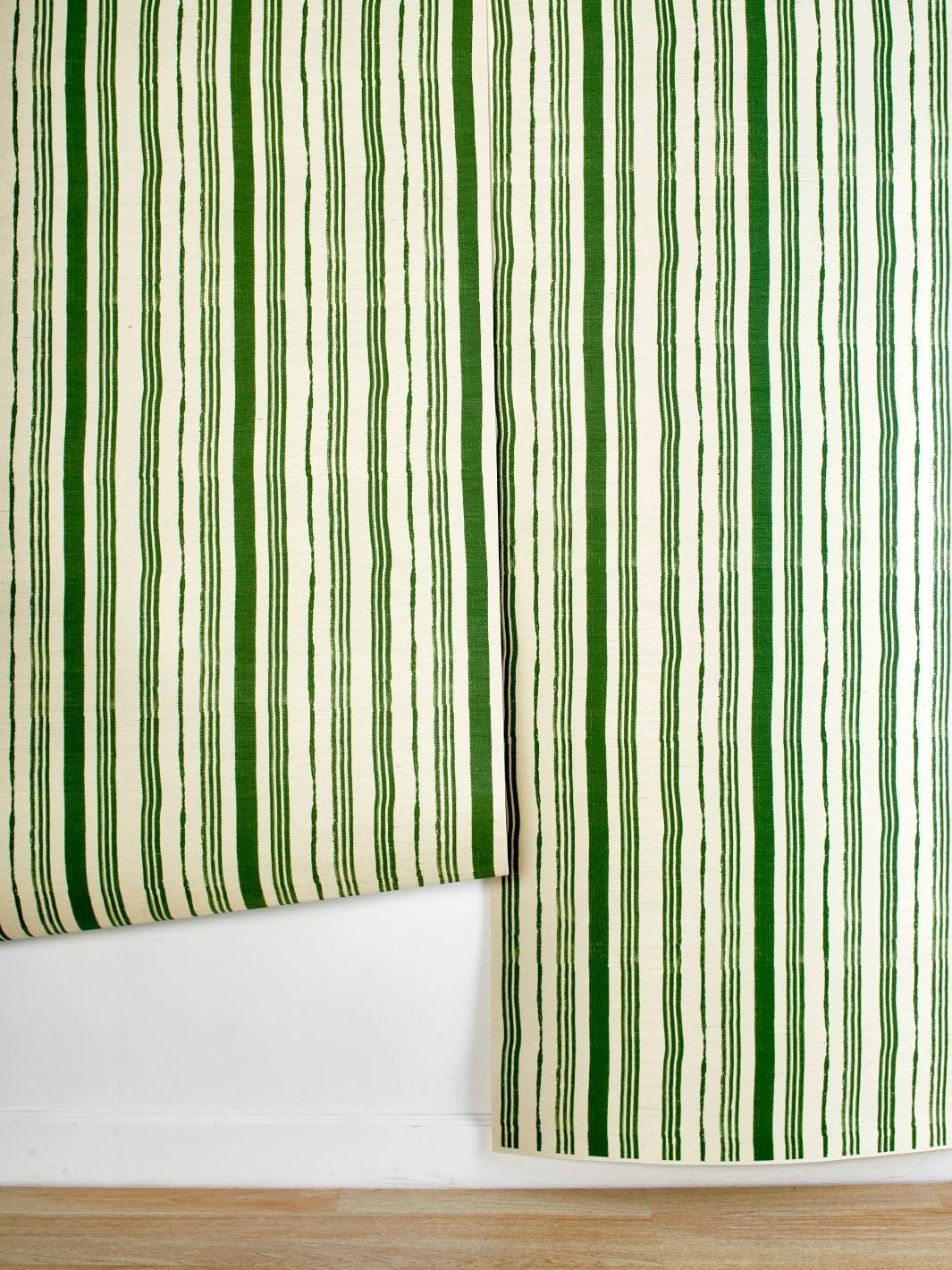 painted stripes green grasscloth