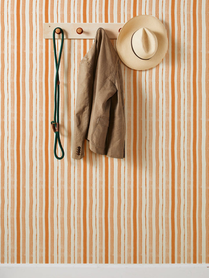 painted stripes terracotta grasscloth