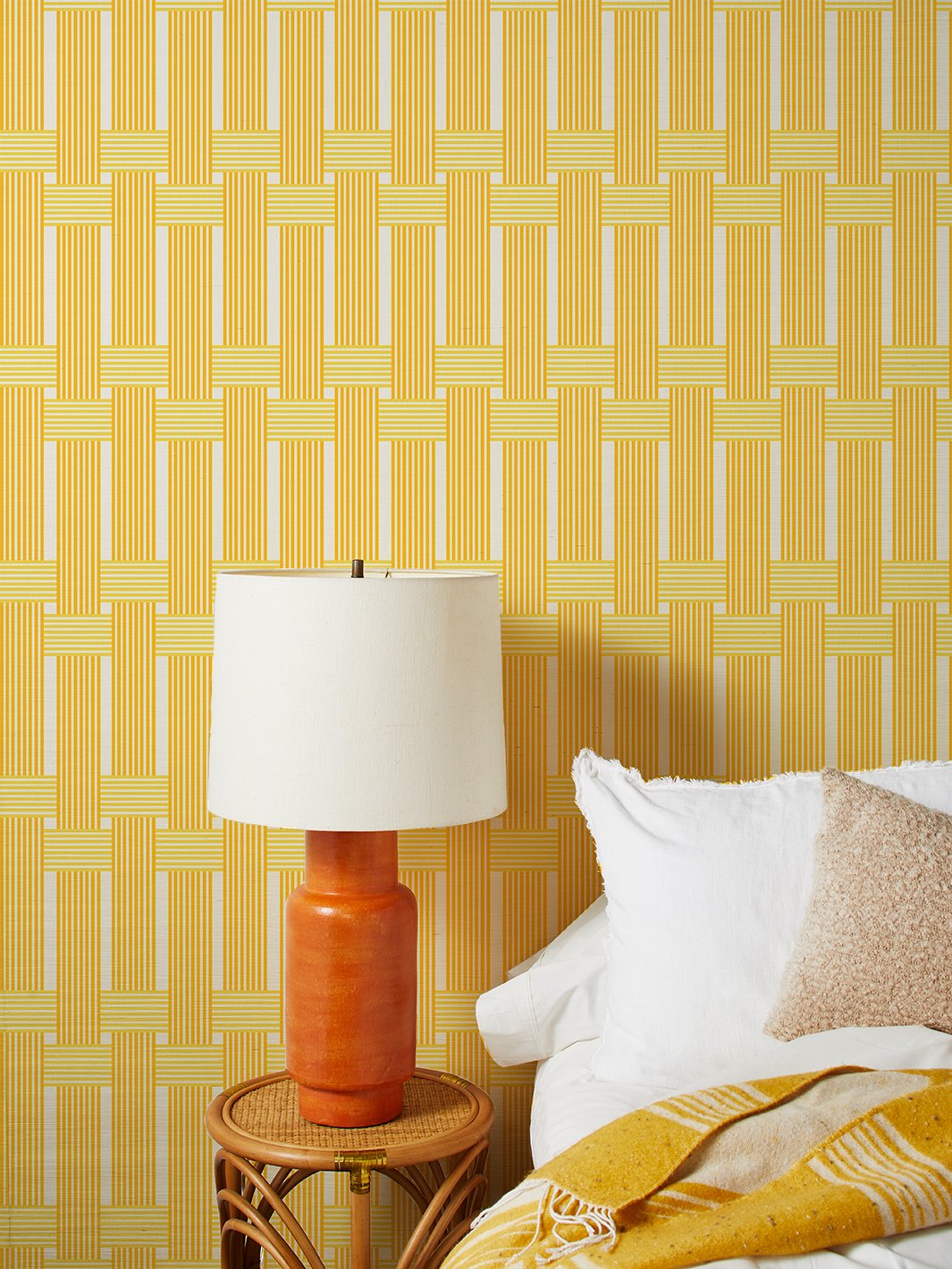 'Roman Holiday Woven' Grasscloth' Wallpaper by Barbie™ - Marigold