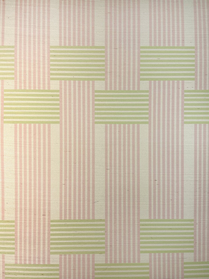 roman holiday woven grasscloth wallpaper by barbie pink and green