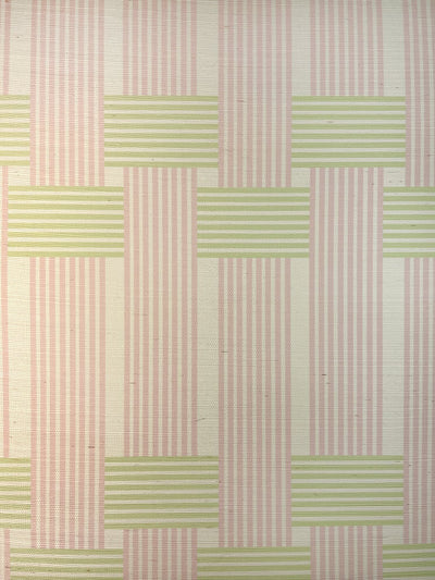 'Roman Holiday Woven' Grasscloth' Wallpaper by Barbie™ - Pink and Green