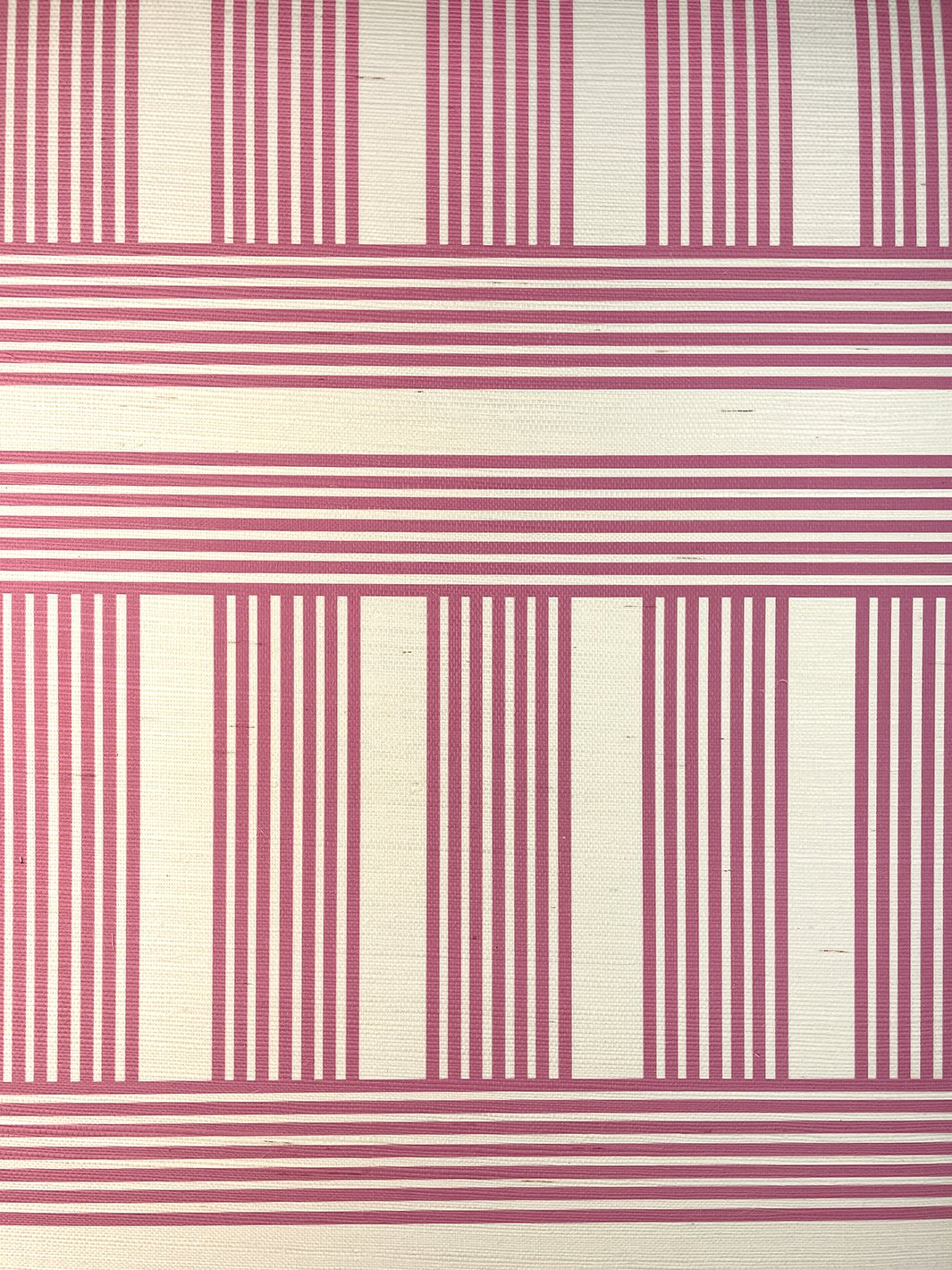 'Roman Holiday Grid' Grasscloth' Wallpaper by Barbie™ - Berry