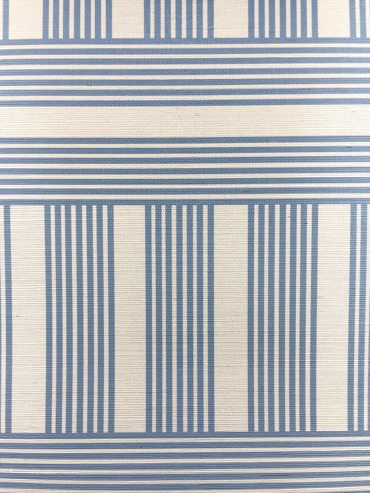 roman holiday grid grasscloth wallpaper by barbie blue