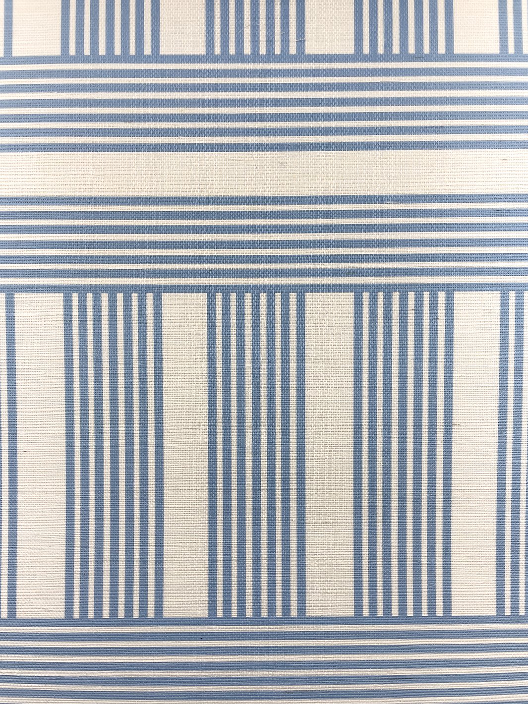 'Roman Holiday Grid' Grasscloth' Wallpaper by Barbie™ - Blue