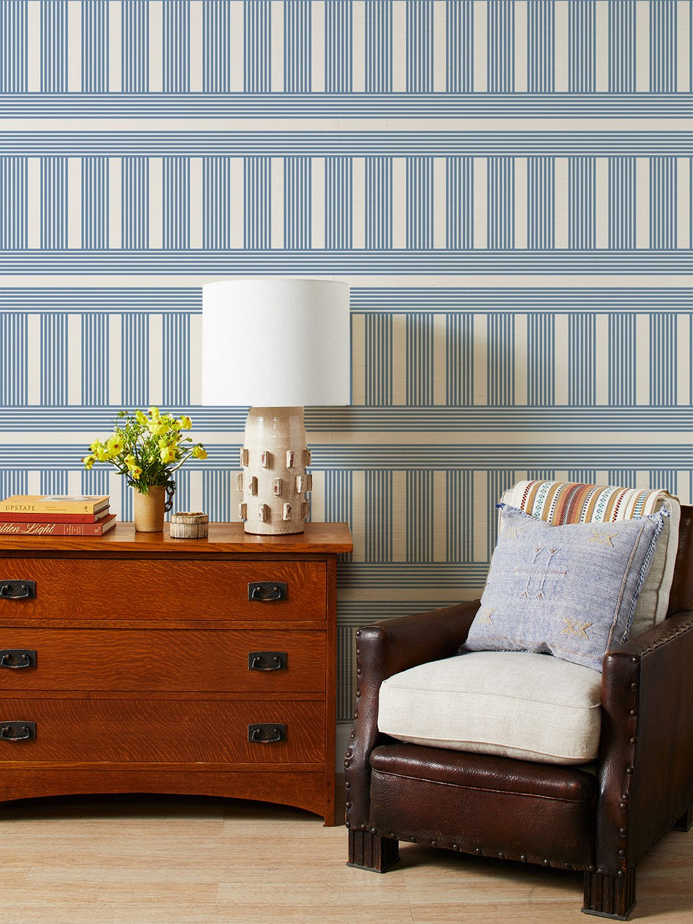 roman holiday grid grasscloth wallpaper by barbie blue