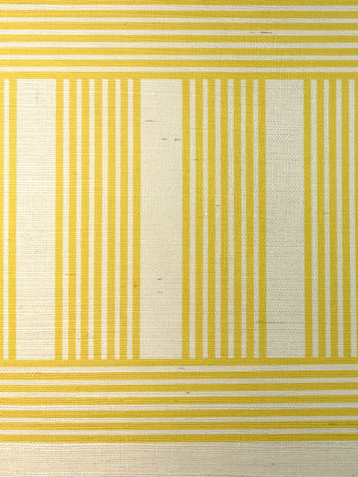 'Roman Holiday Grid' Grasscloth' Wallpaper by Barbie™ - Daffodil