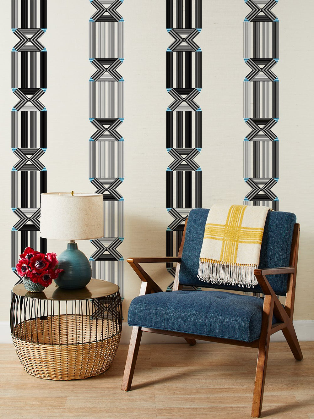 roman holiday key grasscloth wallpaper by barbie black