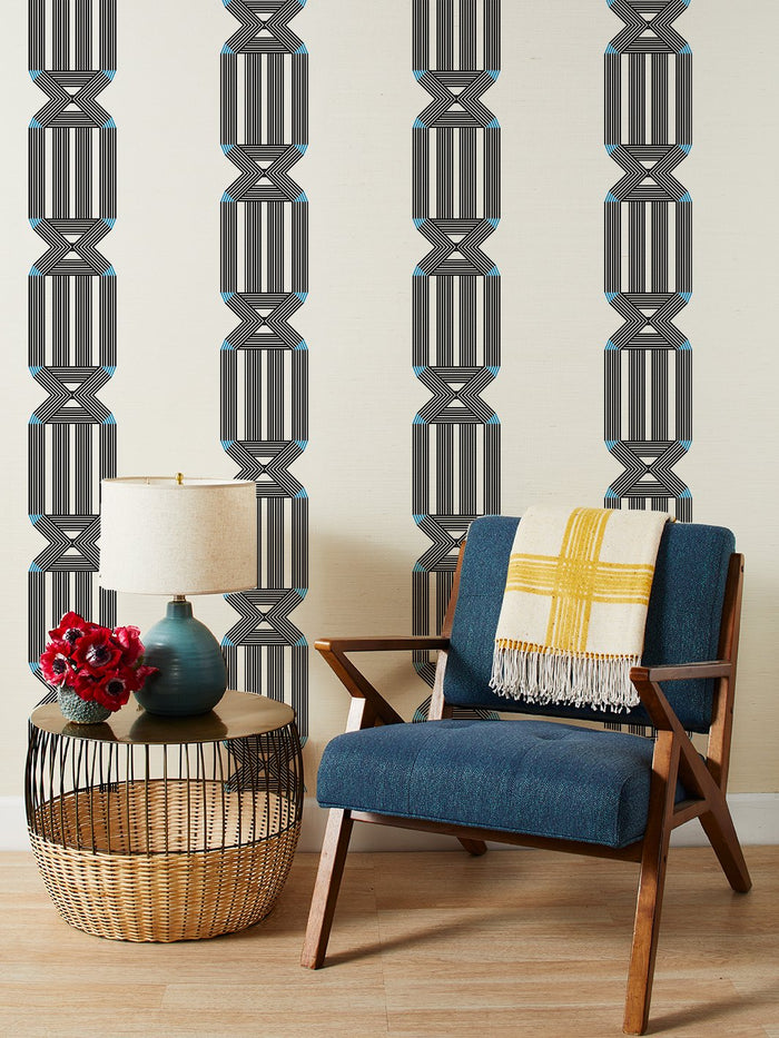 'Roman Holiday Key' Grasscloth Wallpaper by Barbie™ - Black