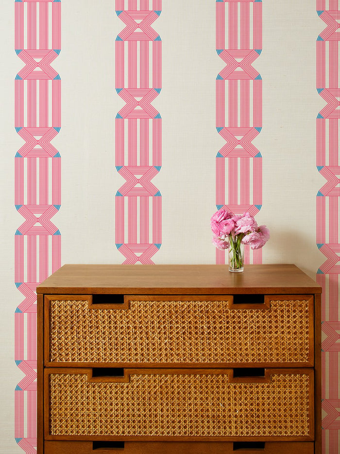 'Roman Holiday Key' Grasscloth Wallpaper by Barbie™ - Lip Gloss