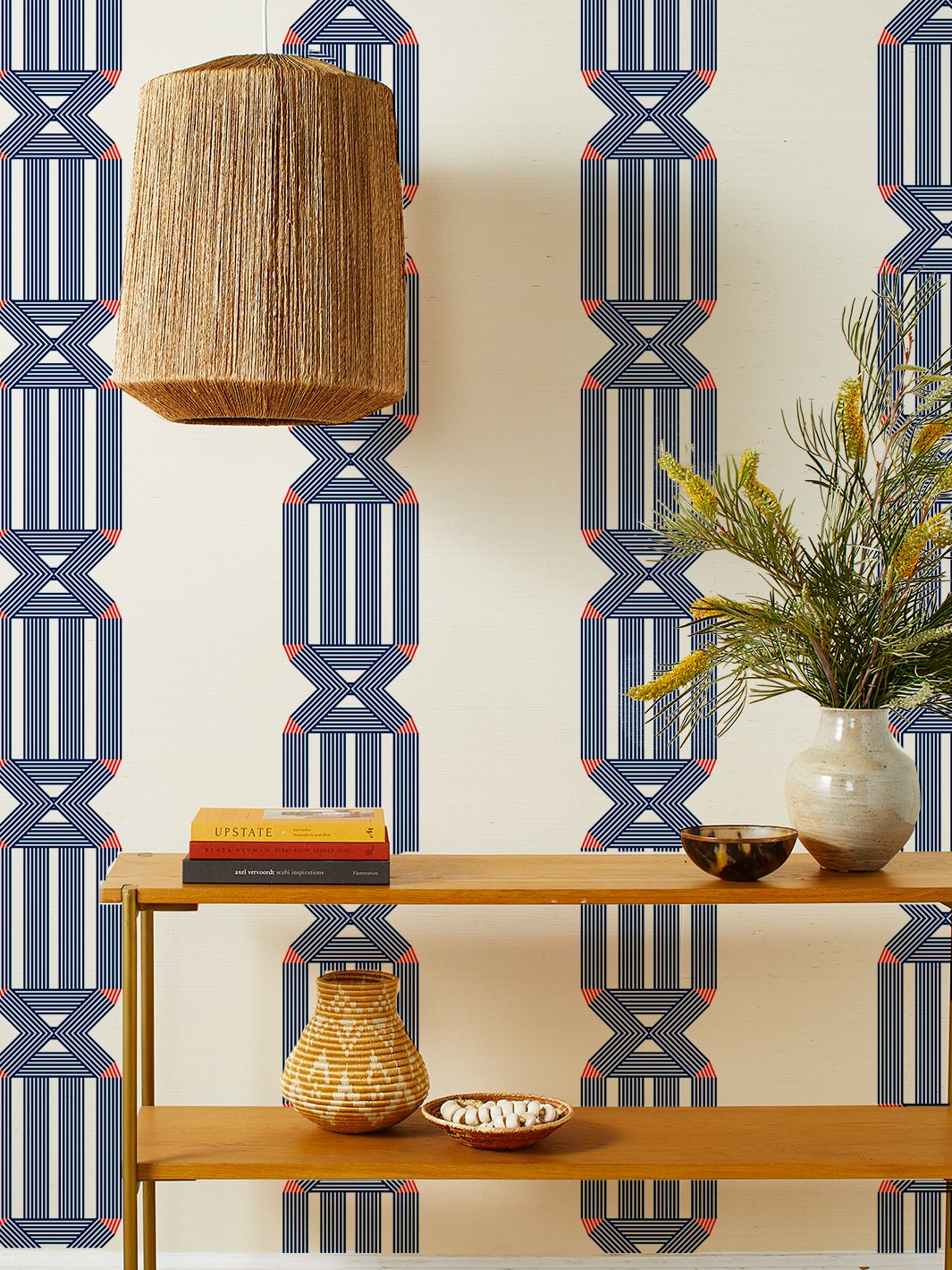 'Roman Holiday Key' Grasscloth' Wallpaper by Barbie™ - Navy