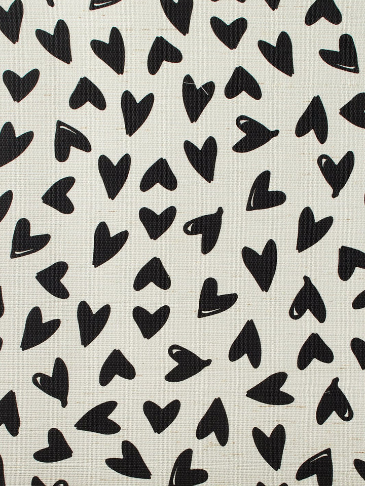 scattered hearts black grasscloth