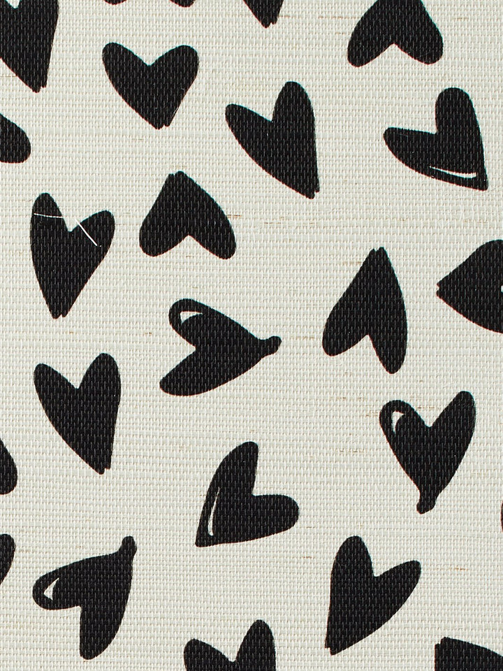 scattered hearts black grasscloth