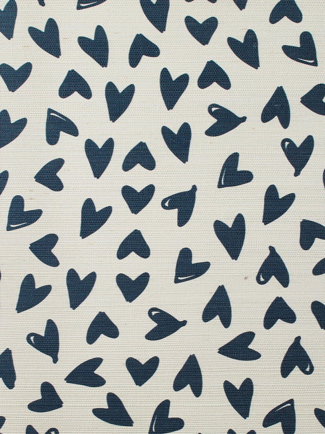 scattered hearts navy grasscloth