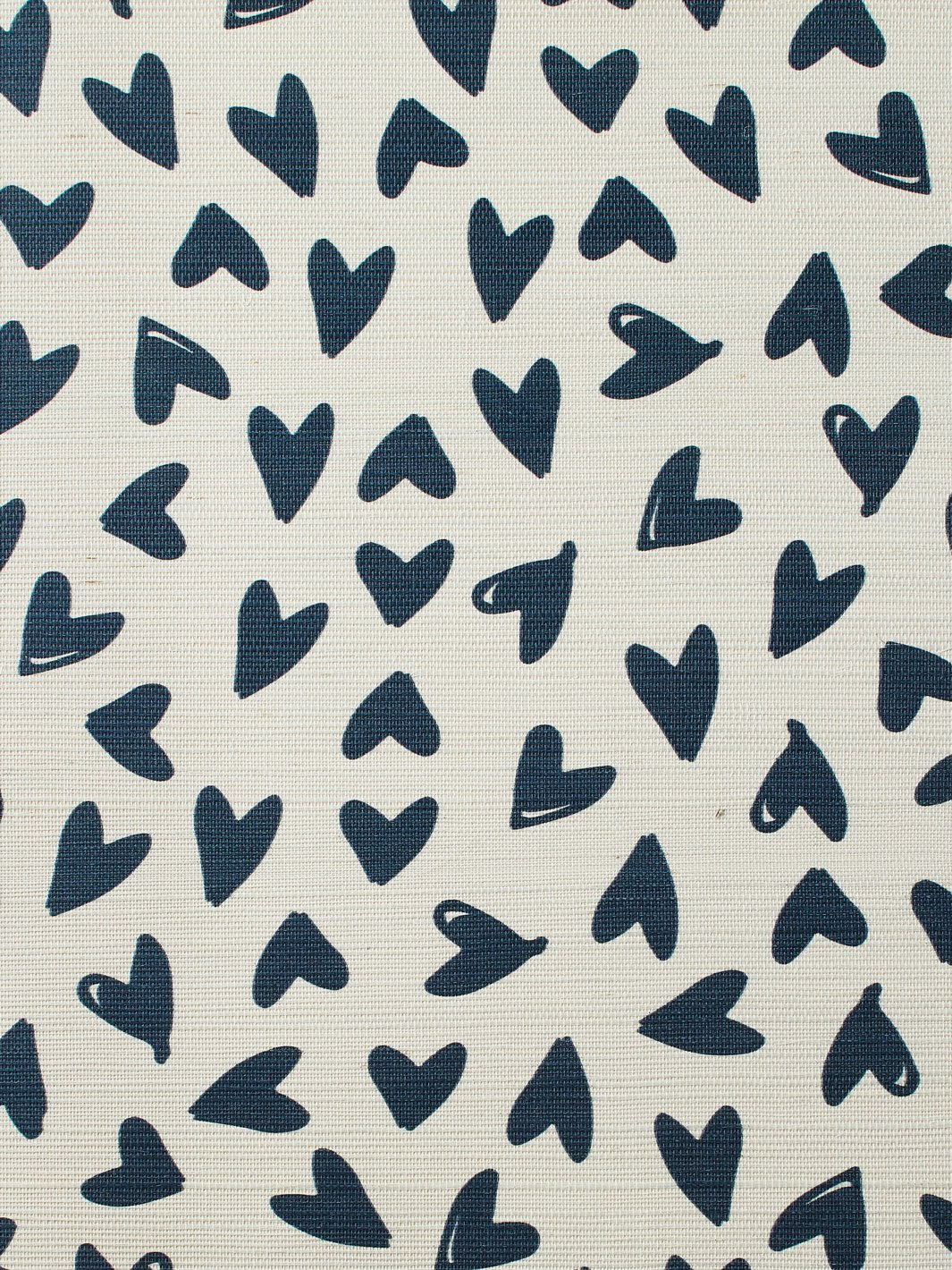 'Scattered Hearts' Grasscloth' Wallpaper by Sugar Paper - Navy
