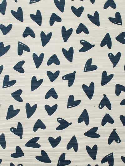 scattered hearts navy grasscloth