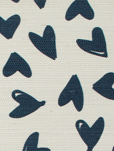 scattered hearts navy grasscloth