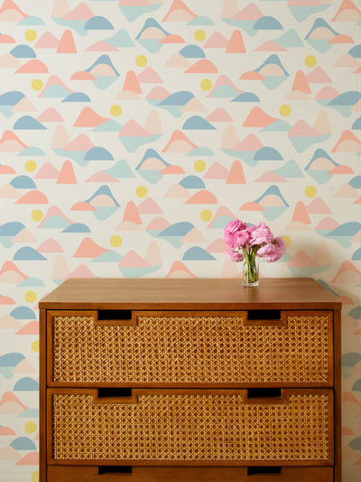 'Slopes' Grasscloth' Wallpaper by Tea Collection - Coral