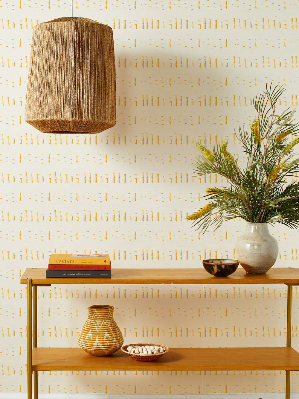 stitch gold grasscloth