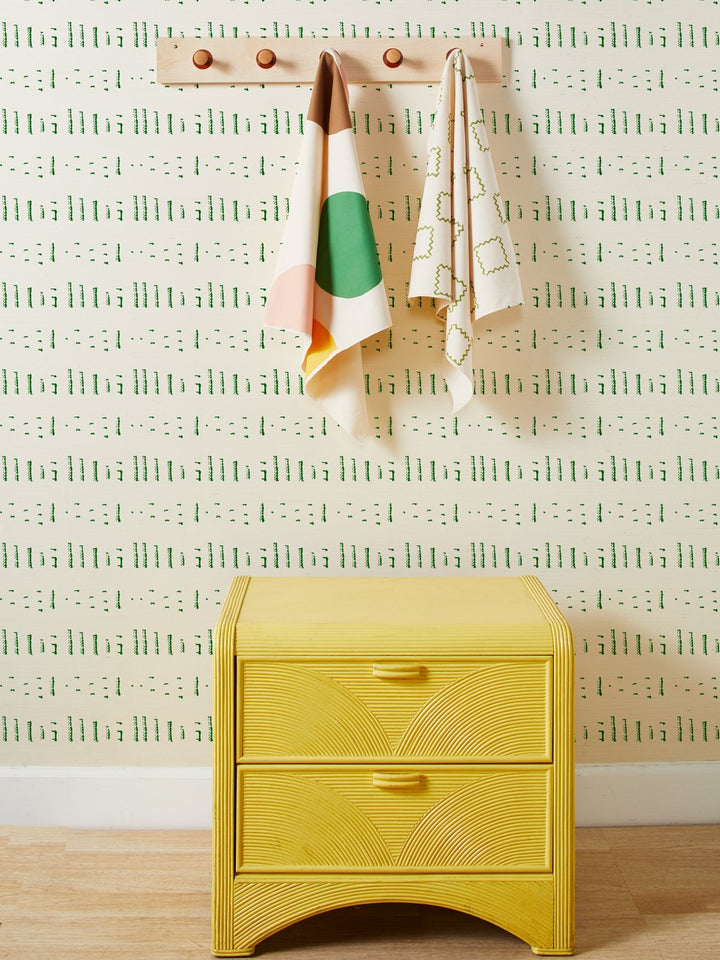 stitch green grasscloth
