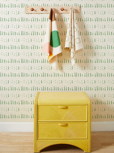 'Stitch' Grasscloth' Wallpaper by Nathan Turner - Green