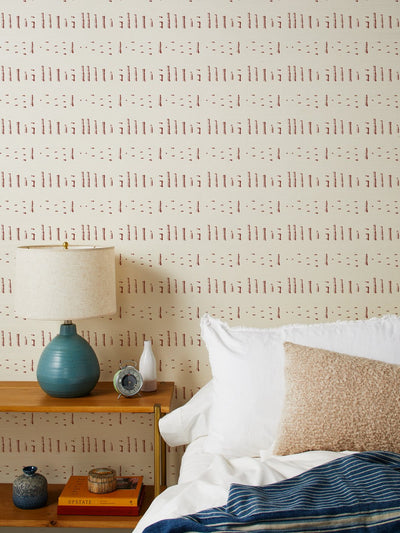'Stitch' Grasscloth' Wallpaper by Nathan Turner - Rust